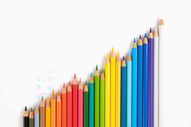A row of colored pencils, representing diversity. A row of colored pencils, representing diversity.